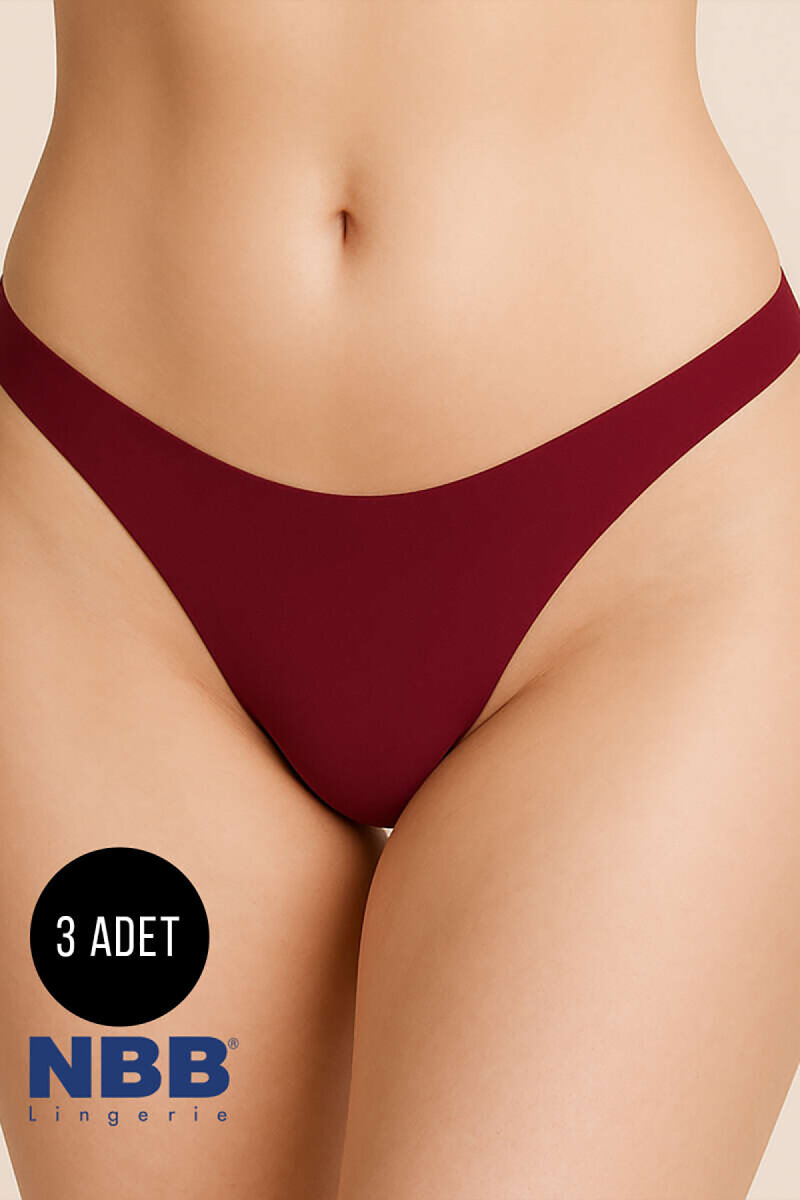 Ten Bordo Cappuccino 3'lü Lazer İz Yapmaz Kesim Tanga - 1