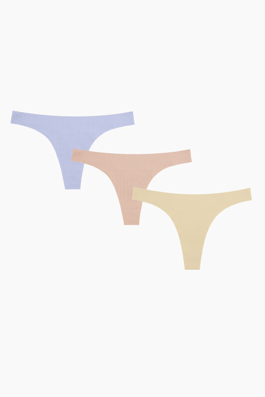 Ten Mavi Cappuccino 3'lü Lazer Kesim Tanga - NBB