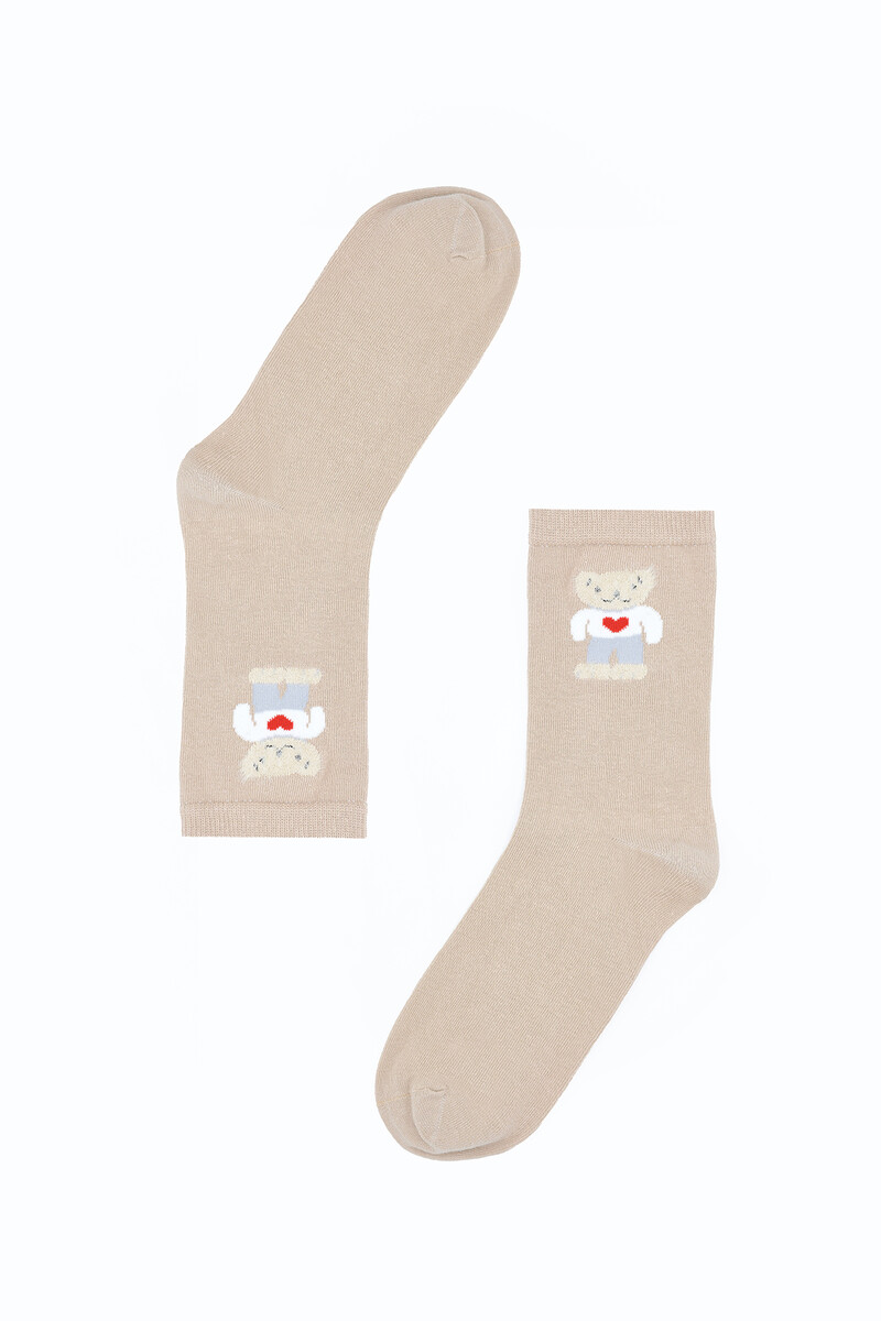 Ten Rengi Bear Heart Uzun Soket Çorap - 1