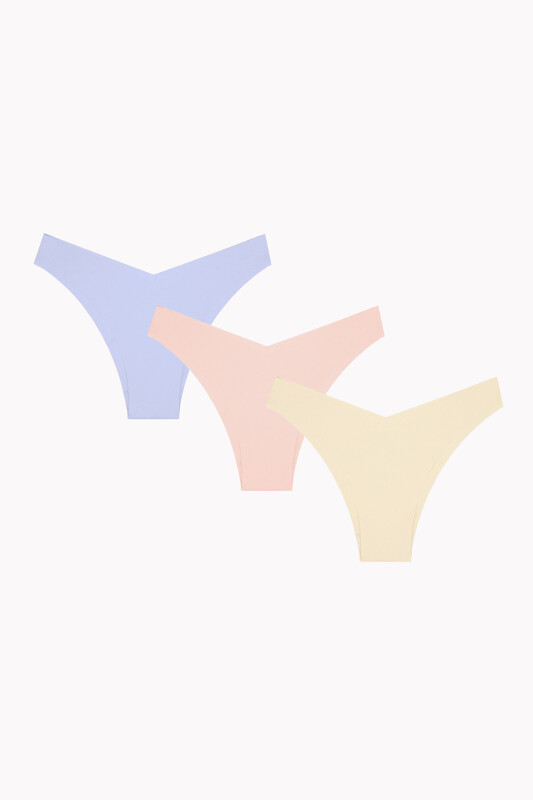 Ten Rengi Mavi Cappuccino 3'lü Lazer İz Yapmaz V Shape Brazillian Külot - NBB