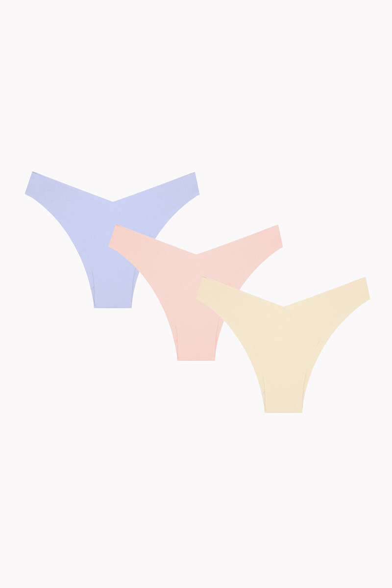 Ten Rengi Mavi Cappuccino 3'lü Lazer İz Yapmaz V Shape Brazillian Külot - 5