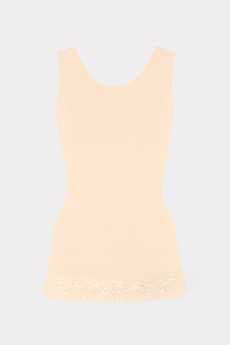 Ten Rengi Seamless Dantelli Geniş Askılı Atlet - 1