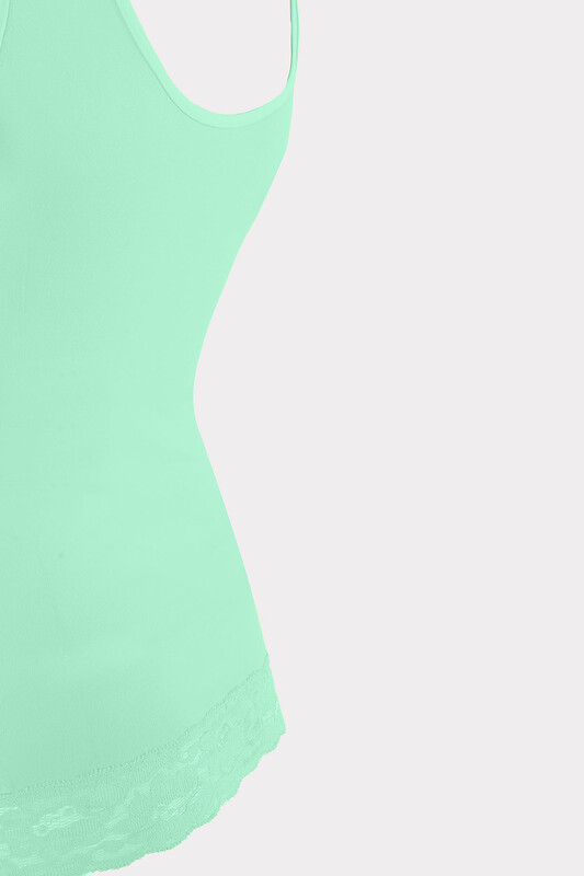 Turkuaz Seamless Dantelli Geniş Askılı Atlet - NBB