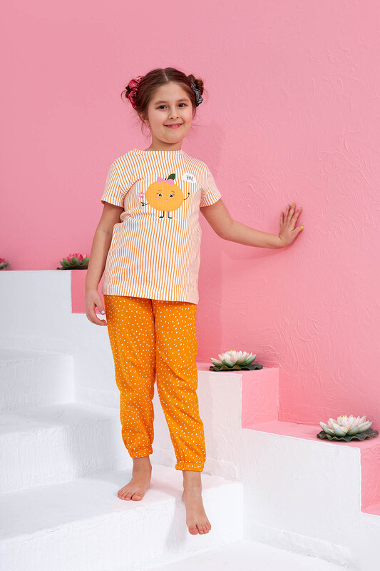 Turuncu Cute Orange Çocuk Pijama Takımı - Thumbnail