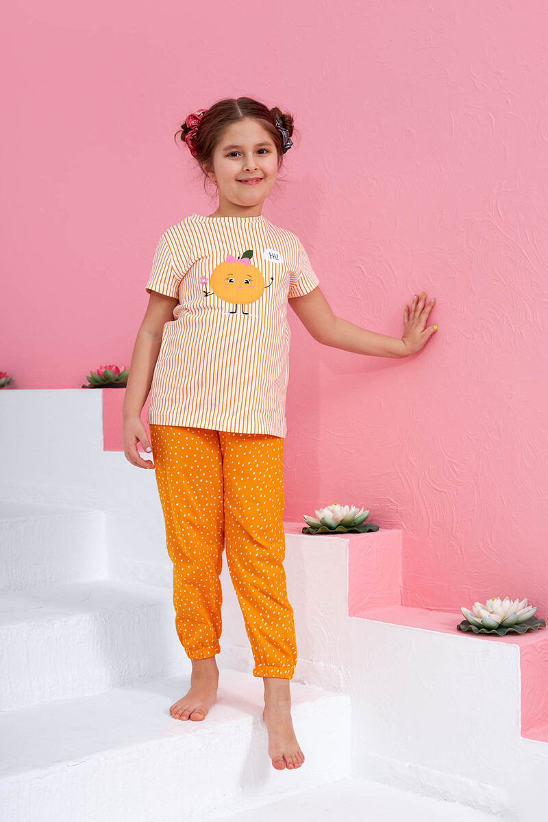 Turuncu Cute Orange Çocuk Pijama Takımı - 1