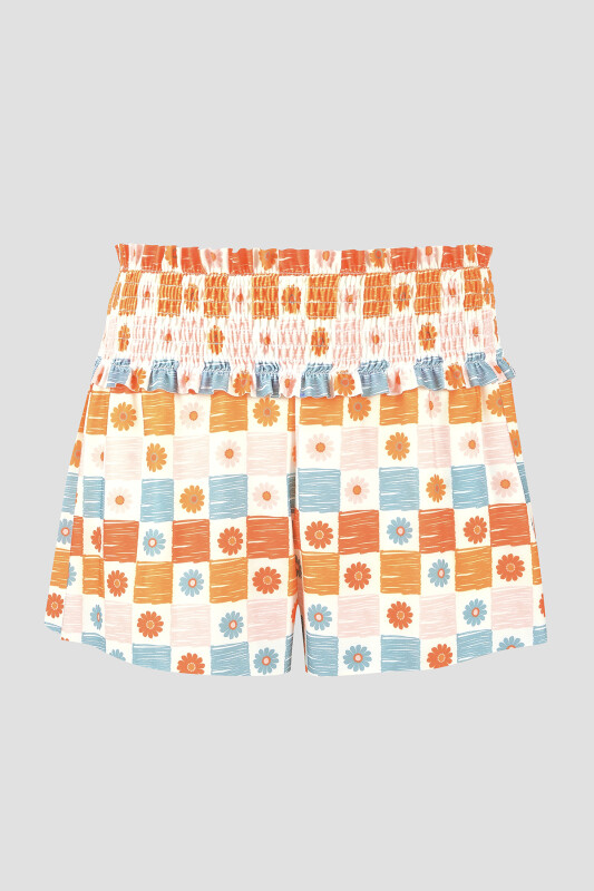 Turuncu Daisy Forest Şort Etek - LOYA