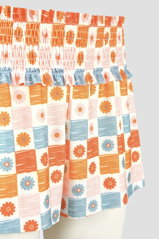 Turuncu Daisy Forest Şort Etek - LOYA