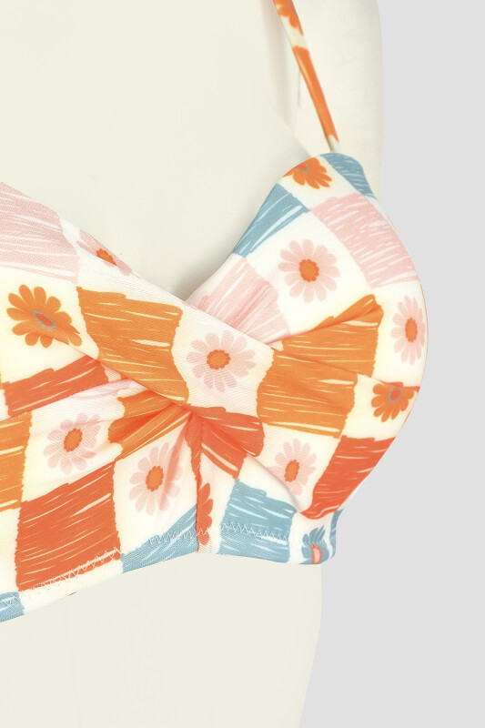 Turuncu Daisy Forest Straplez Tek Üst Bikini - LOYA (1)