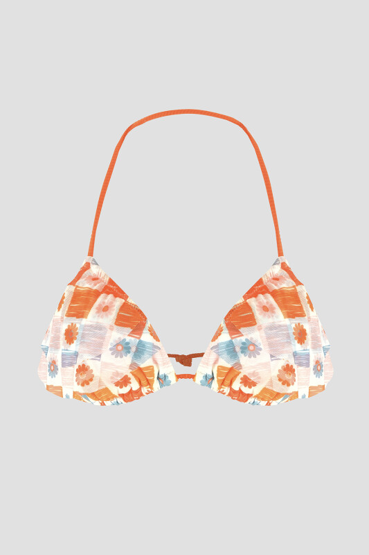 Turuncu Daisy Forest Üçgen Tek Üst Bikini - LOYA