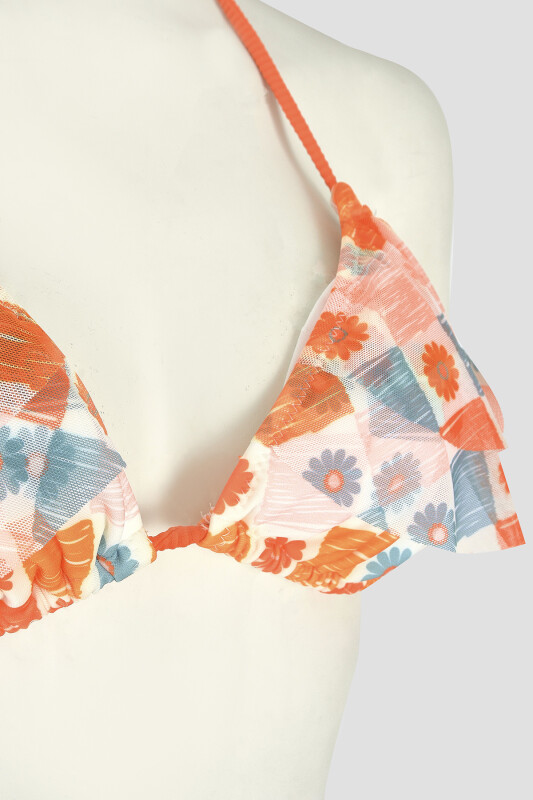 Turuncu Daisy Forest Üçgen Tek Üst Bikini - LOYA (1)