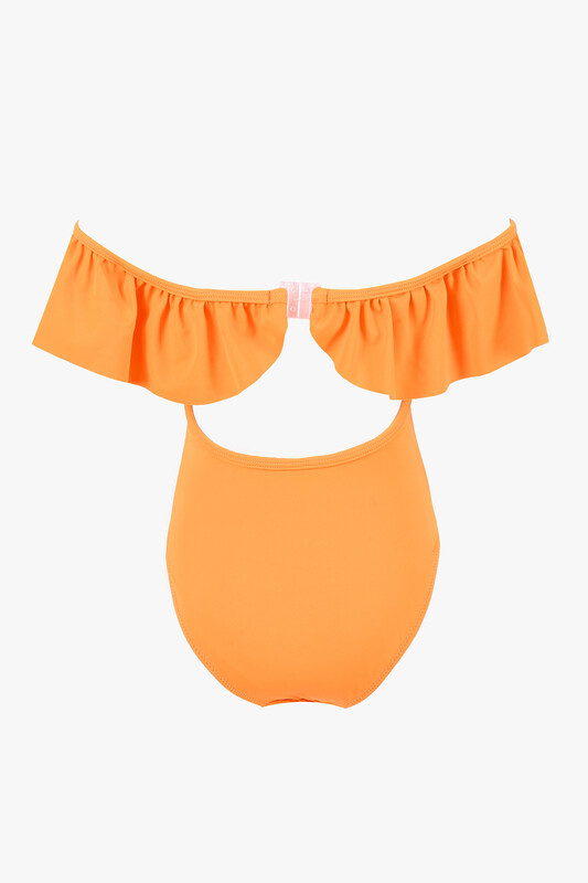 Turuncu Önü Volanlı Kız Çocuk Mayo - LOYA (1)