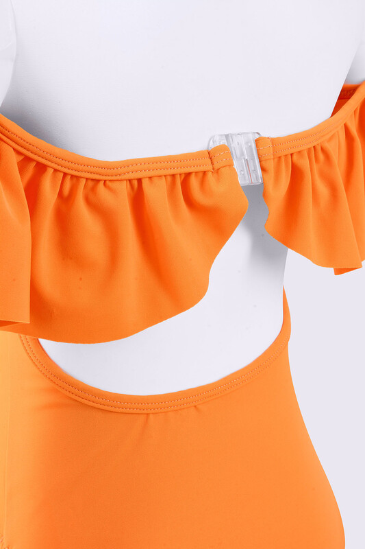 Turuncu Önü Volanlı Kız Çocuk Mayo - LOYA