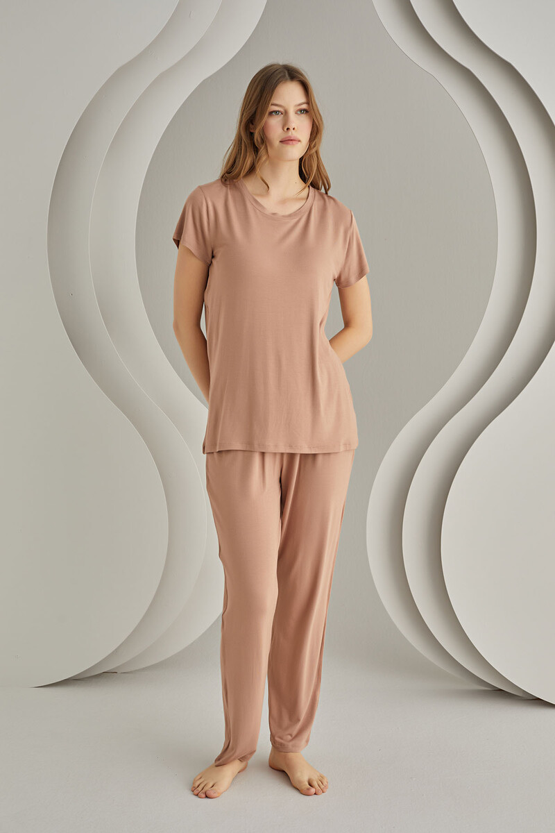 Vizon Ten Rengi Viskon Sütyenli Pijama Takımı - 2