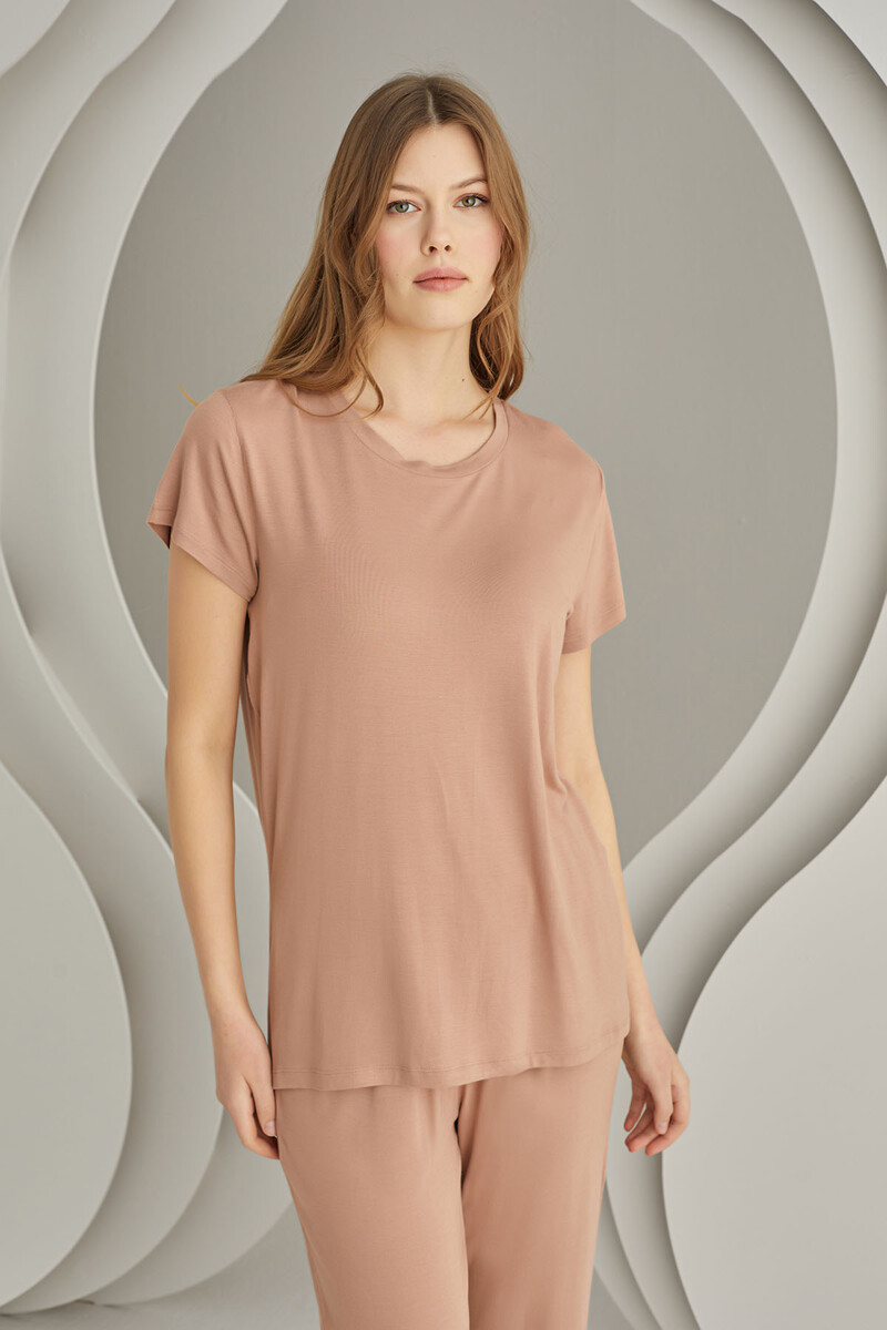 Vizon Ten Rengi Viskon Sütyenli Pijama Takımı - 3