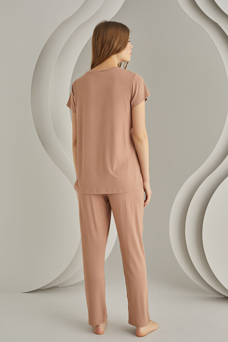 Vizon Ten Rengi Viskon Sütyenli Pijama Takımı - 4