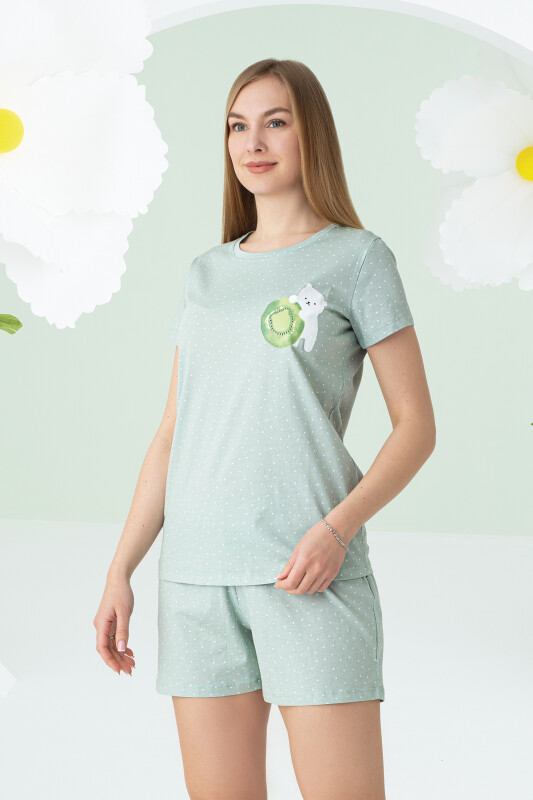 Yeşil Bear Şortlu Pijama Takımı - NBB