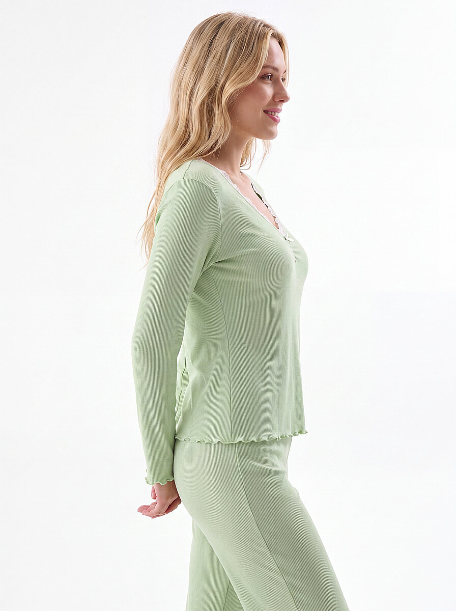 Yeşil Kaşkorse Pijama Takımı - 2