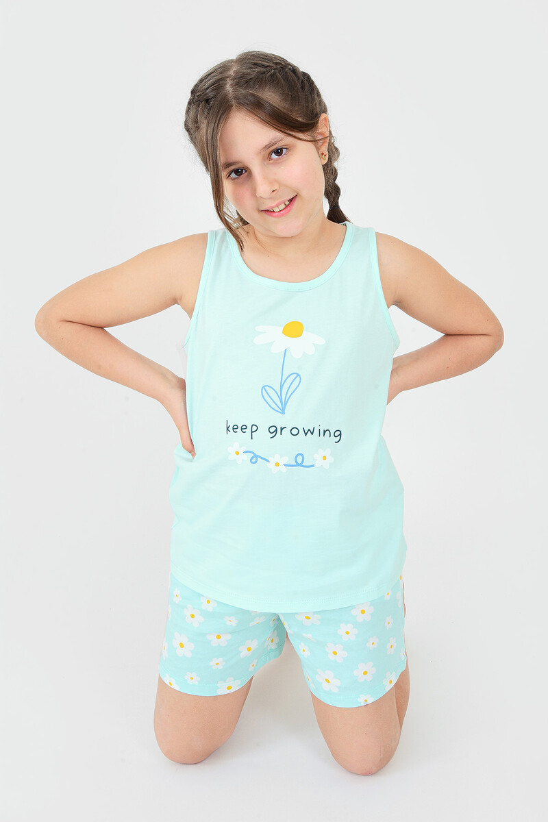 Yeşil Keep Growing Çocuk Şortlu Pijama Takımı - 5