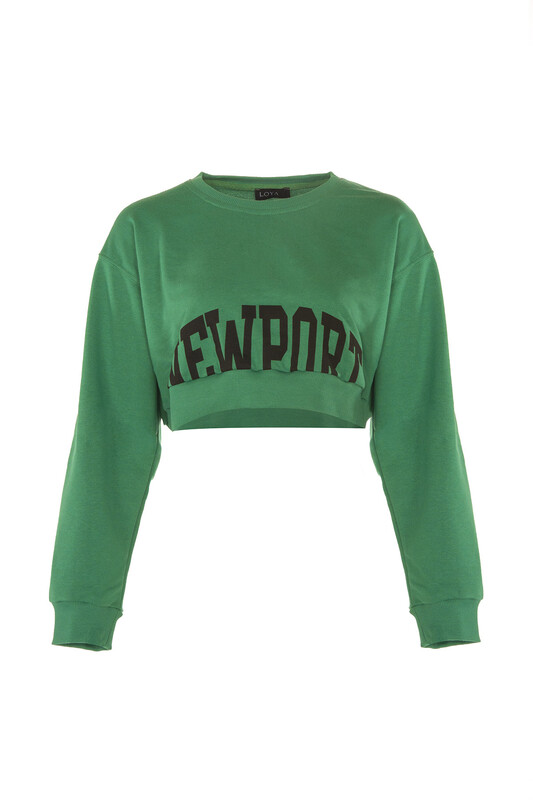 Yeşil Newport Crop Sweatshirt - Thumbnail