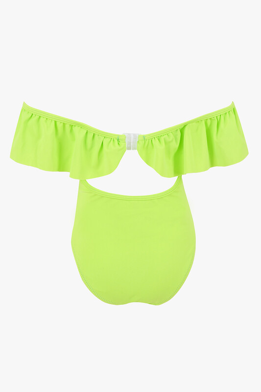 Yeşil Önü Volanlı Kız Çocuk Mayo - LOYA (1)