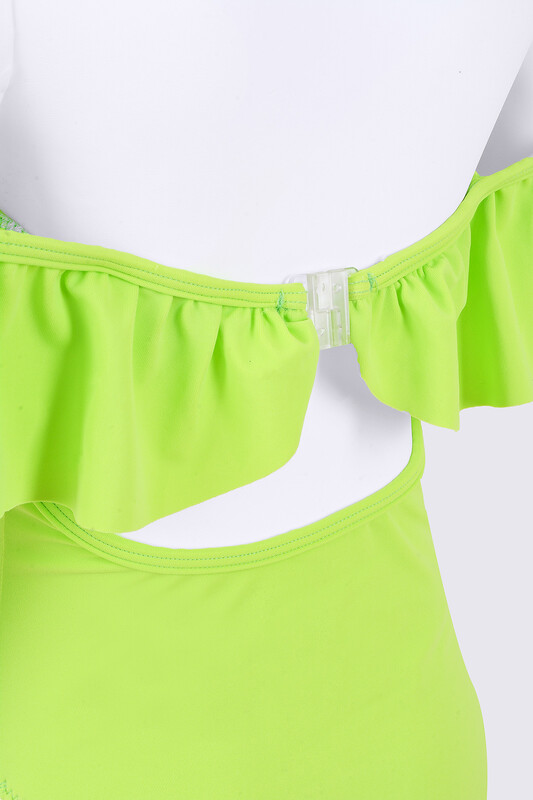 Yeşil Önü Volanlı Kız Çocuk Mayo - LOYA