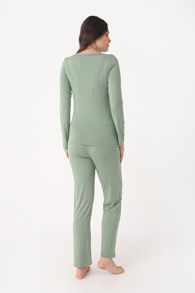 Yeşil Patlı Pijama Takımı - 2