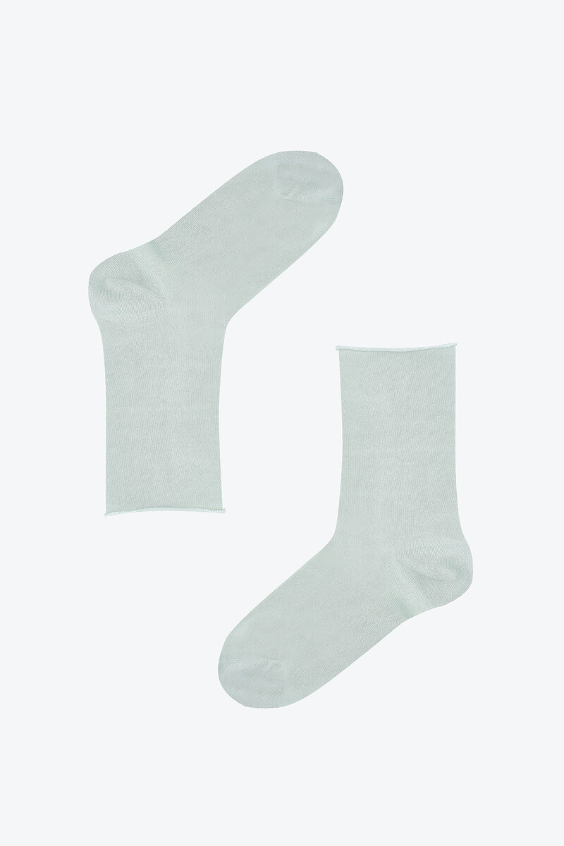 Yeşil Simple Bambu Soket Çorap - 1