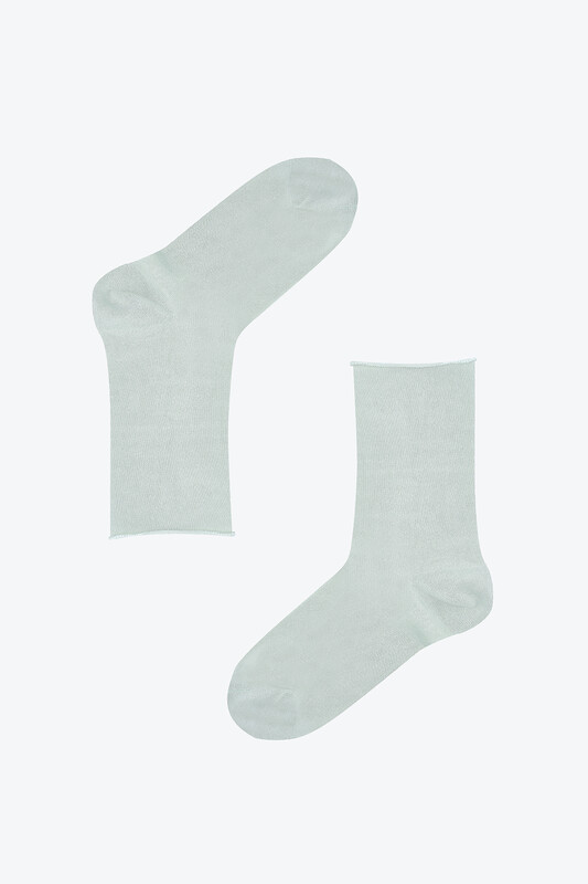 Yeşil Simple Bambu Soket Çorap - Thumbnail