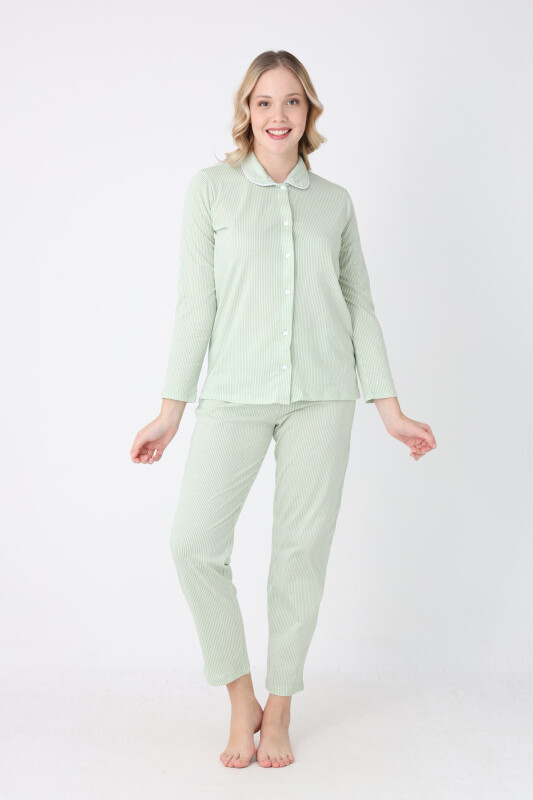 Yeşil Sleepy Önden Düğmeli Pijama Takım - NBB