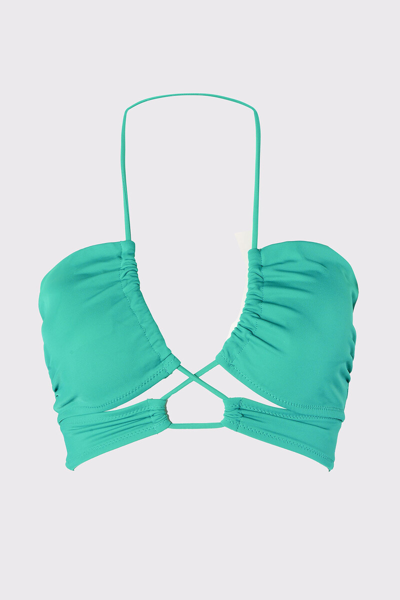 Yeşil Straplez Tek Üst Bikini - 1