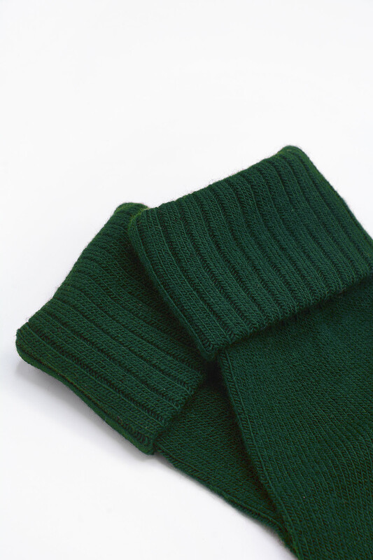 Yeşil Yünlü Soft Kıvrık Soket Çorap - Thumbnail