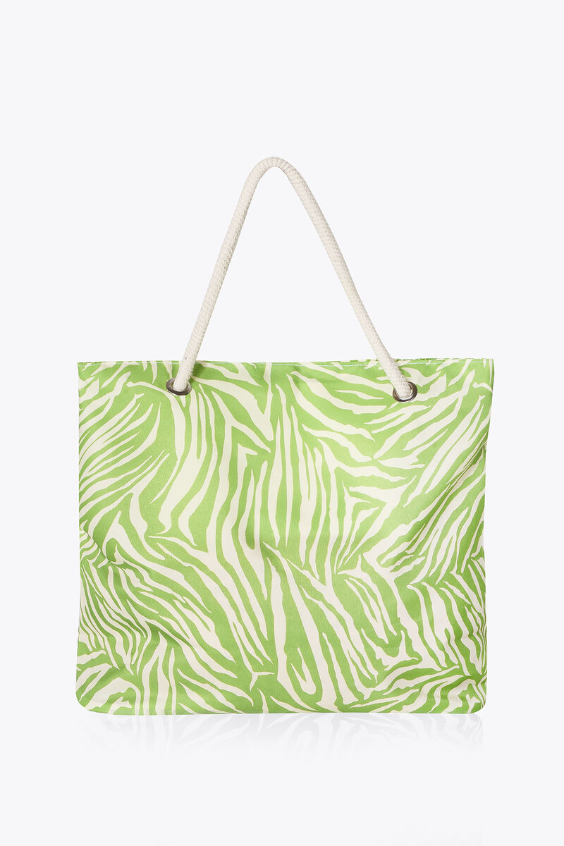 Yeşil Zebra Desen Plaj Çantası - 1