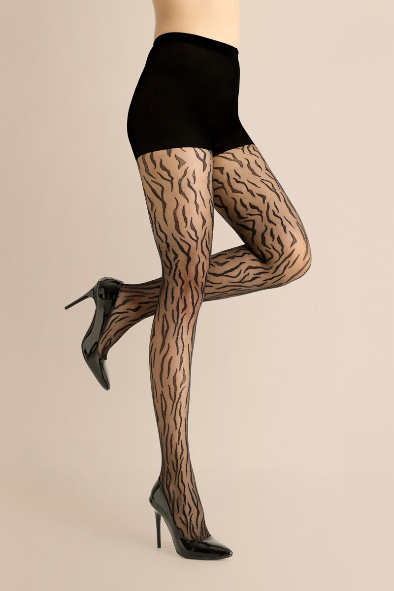 Zebra Desenli İnce Külotlu Çorap - 1